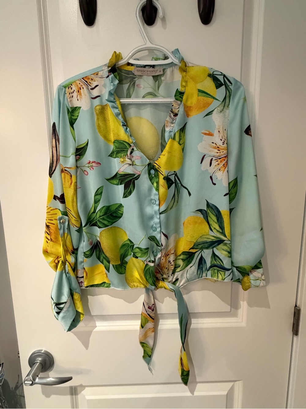 Tie-Front Lemon Print Blouse Rinascimento Italy - Women